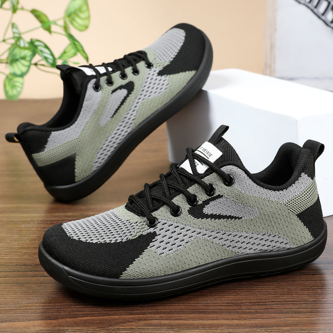 Damen nan leichter atmungsaktiver Strick-Freizeitsneaker mit elastischer Schnürung und stoßdämpfender EVA-Zwischensohle Drune