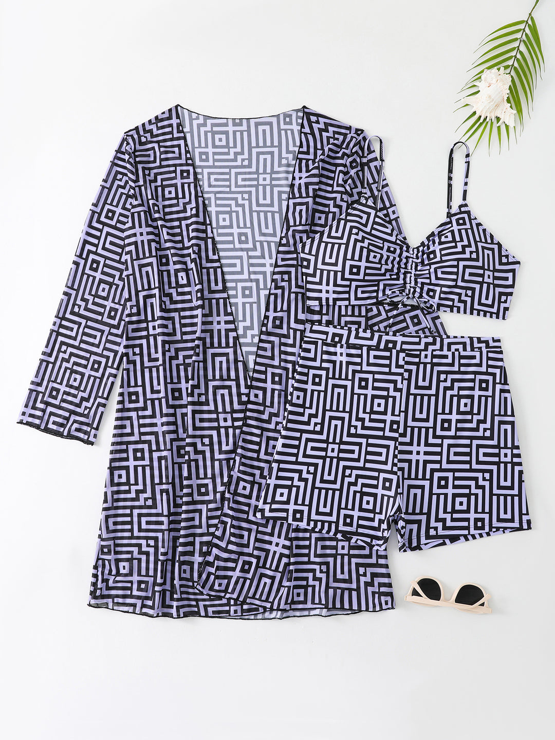 Damen Bademode-Set mit stylischem Kimono und Shorts Drune