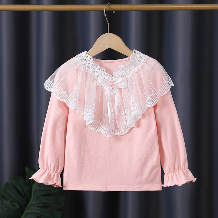 Mädchen Langarmshirt mit eleganter Spitzenverzierung Drune