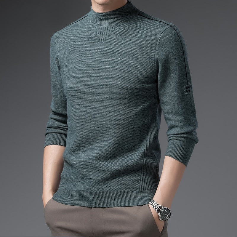 Herren Slim-Fit Strukturierter Feinstrickpullover mit kurzem Schlauchkragen und gerippten Säumen Drune