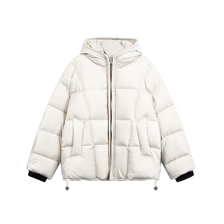 Damen Kurze Wattierte Kapuzenjacke mit Kordelzug und Reißverschluss Drune