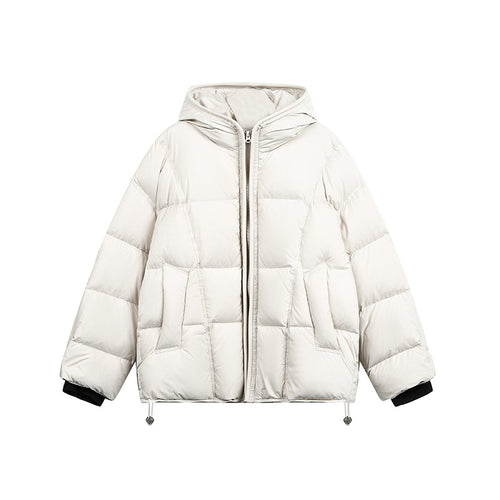 Damen Kurze Wattierte Kapuzenjacke mit Kordelzug und Reißverschluss Drune