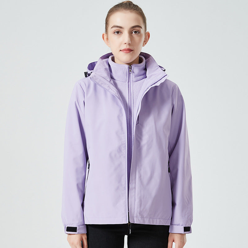 Damen leichte wasserabweisende Freizeit-Outdoorjacke mit verstellbarer Kapuze und verdecktem Reißverschluss Drune