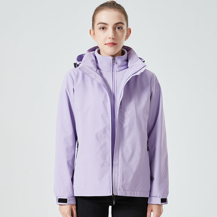 Damen leichte wasserabweisende Freizeit-Outdoorjacke mit verstellbarer Kapuze und verdecktem Reißverschluss Drune