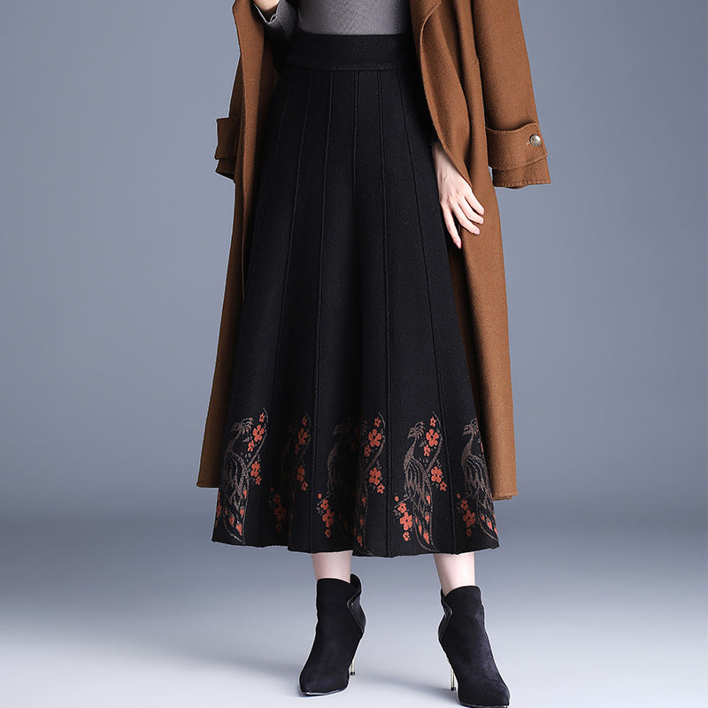 Damen Eleganter Maxirock mit floralem Spitzenabschluss Drune
