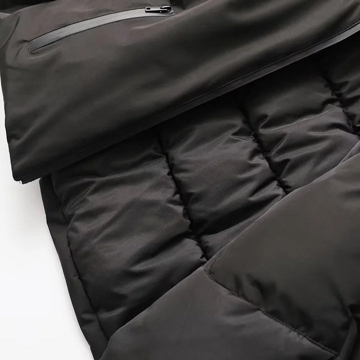 Damen nan kurze wattierte Kapuzenjacke mit wasserabweisender Membran und Reißverschlusstaschen Drune