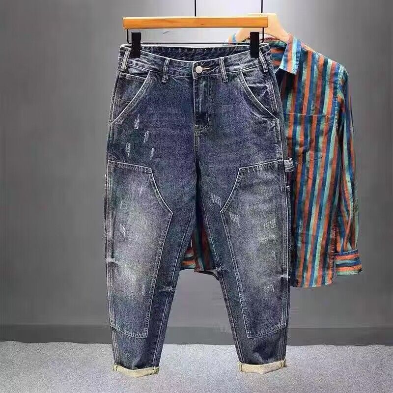 Herren Lässige Denim-Hose mit modischen Details Drune