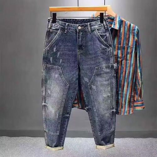 Herren Lässige Denim-Hose mit modischen Details Drune