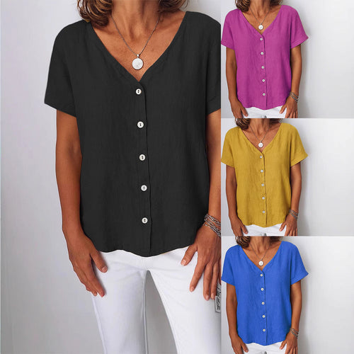 Damen Leinenbluse mit Knopfdetails Drune