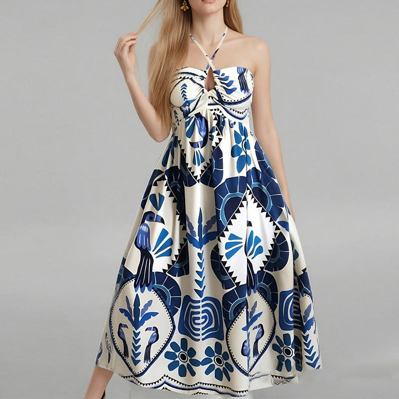 Damen Elegantes Sommer-Maxikleid mit Bandeau-Ausschnitt und floralem Druck Drune