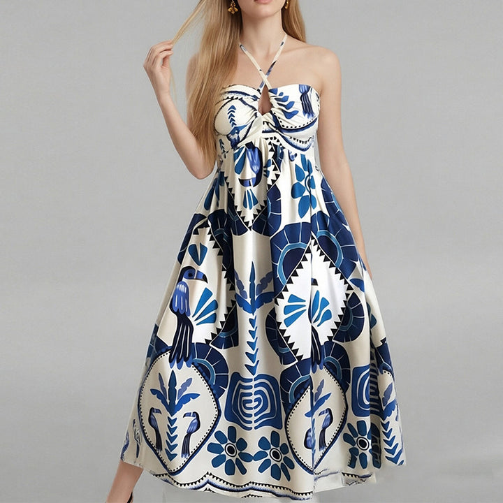 Damen Elegantes Sommer-Maxikleid mit Bandeau-Ausschnitt und floralem Druck Drune