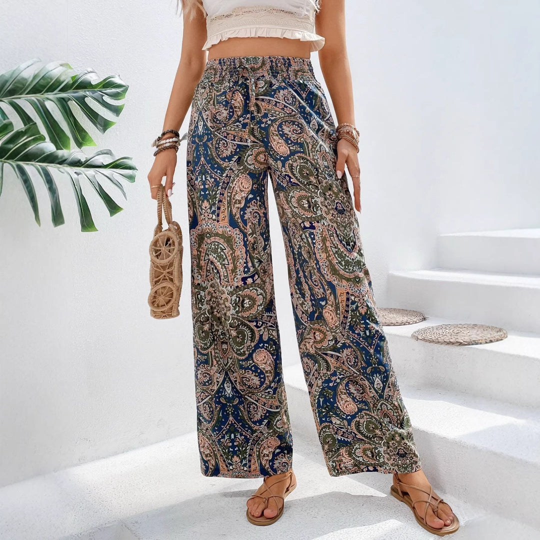 Damen lockere Palazzo-Hosen mit Paisleymuster Drune