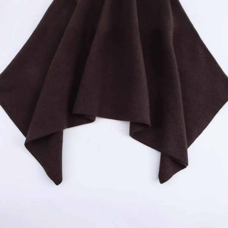 Damen 100+ feiner Oversize Poncho mit Stehkragen und asymmetrischem Saum Drune