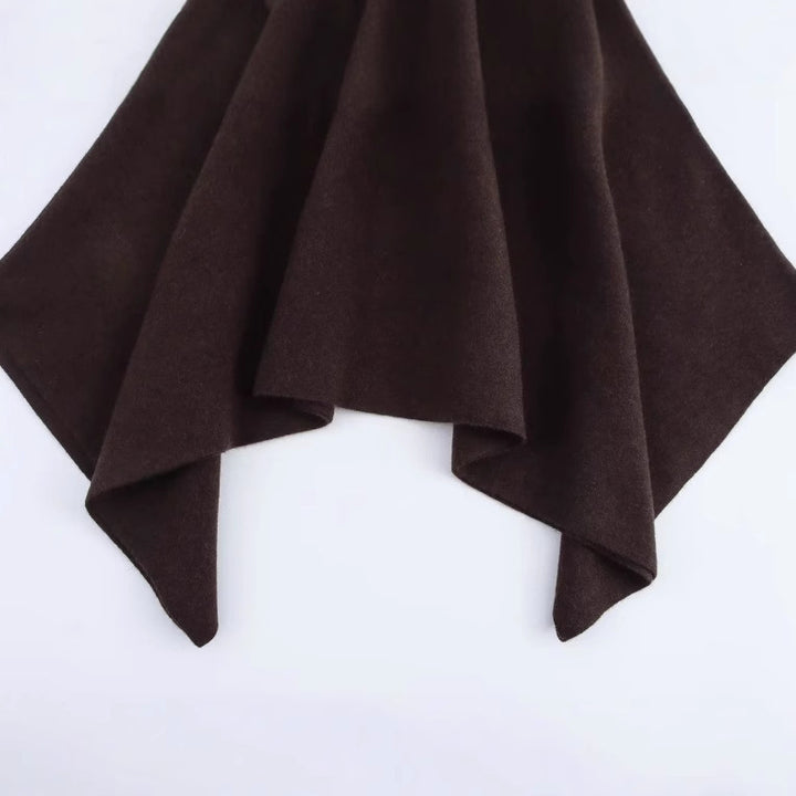 Damen 100+ feiner Oversize Poncho mit Stehkragen und asymmetrischem Saum Drune