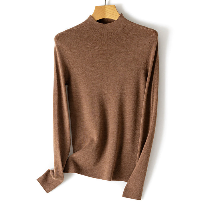 Damen Feiner Stretch-Feinstrickpullover mit halbem Stehkragen und schlanker Silhouette Drune