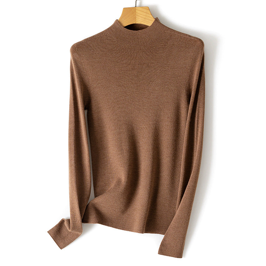 Damen Feiner Feinstrick-Langarmpullover mit kurzem Stehkragen und Slim‑Fit Drune