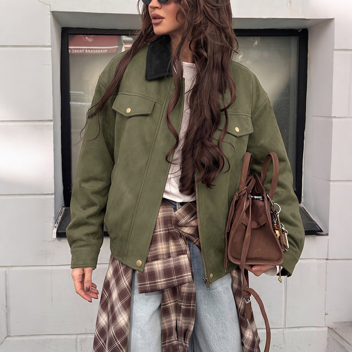 Damen Elegante Suede Jacke Drune