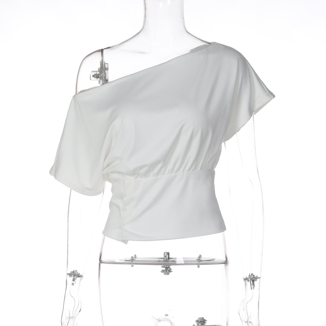 Damen Asymmetrisches Blusenshirt mit raffinierten Drapierungen Drune