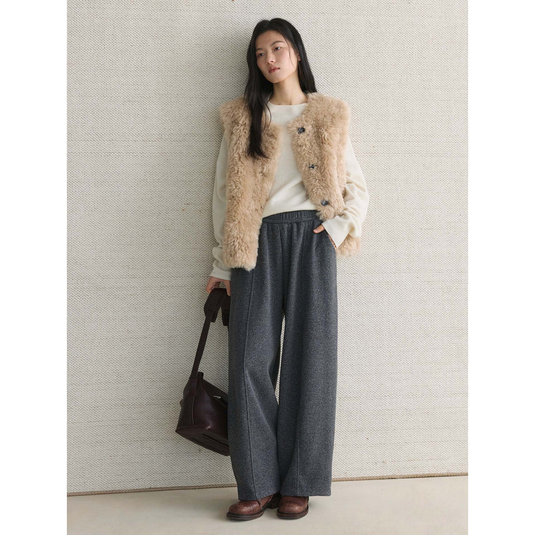 Damen Weite High-Waist Strickpalazzo-Loungehose Drune