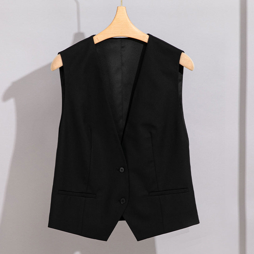 Damen Taillierte ärmellose Anzugweste mit dezenter V‑Front und Paspeltaschen Drune