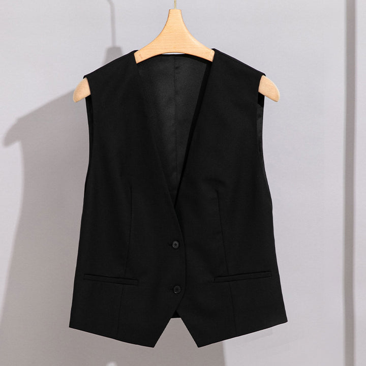 Damen Taillierte ärmellose Anzugweste mit dezenter V‑Front und Paspeltaschen Drune