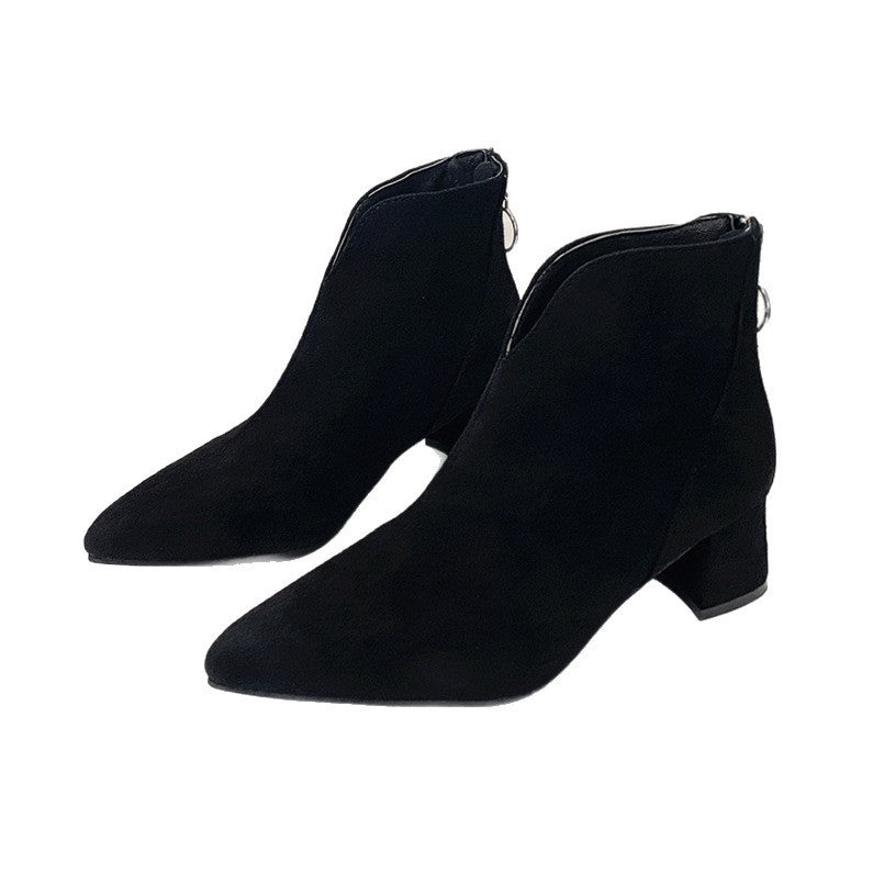 Damen nan spitze Ankleboots mit rückseitigem Zipperring und komfort-Blockabsatz Drune