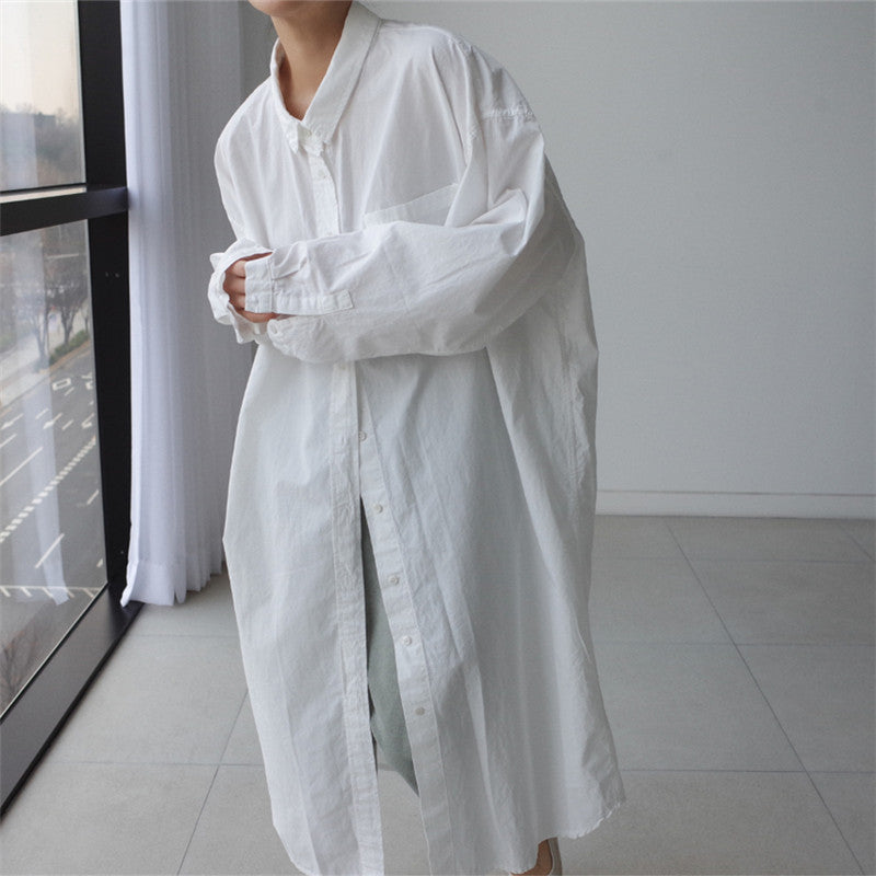 Damen Oversize-Hemdblusenkleid mit langer Knopfleiste und Brusttasche Drune
