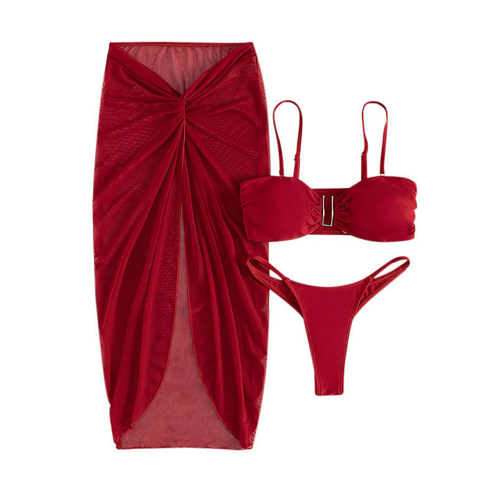 Damen Bikini-Set mit raffiniertem Knotendesign und hochgeschneiderter Bikiniröcke Drune