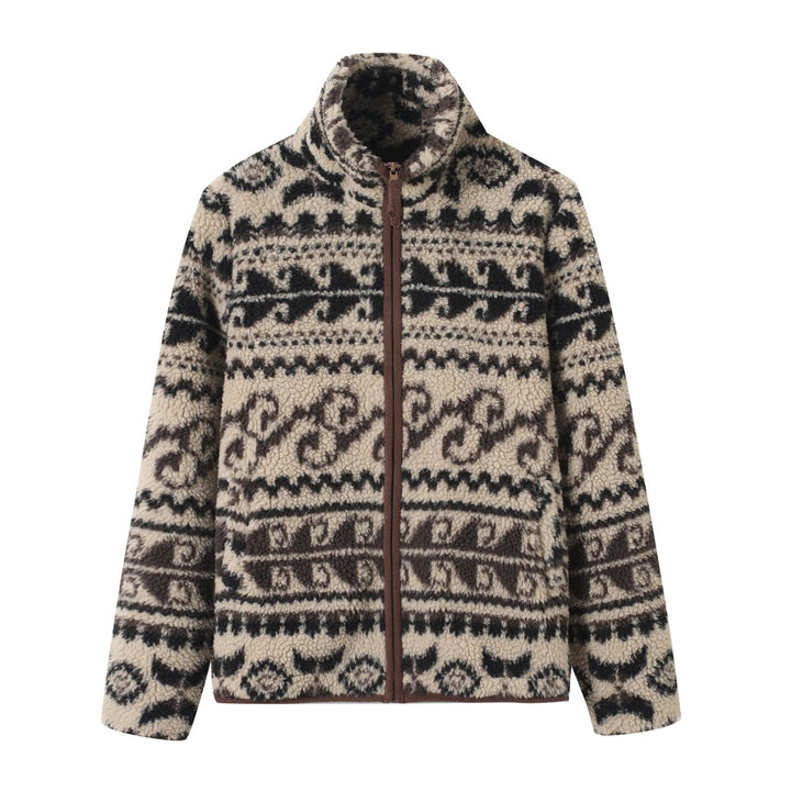 Damen Fleecejacke mit hohem Kragen und modischem Muster Drune