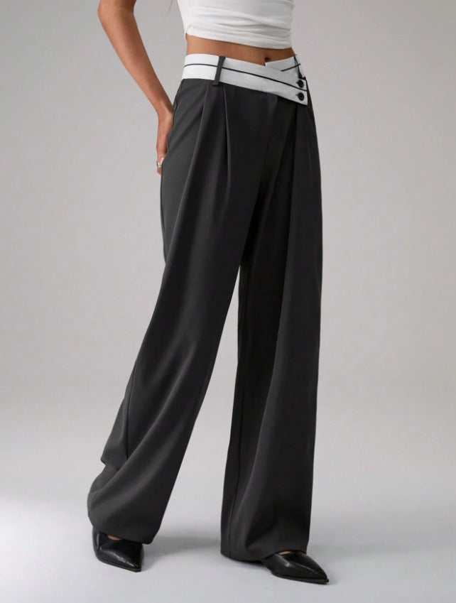 Damen Modische Palazzo-Hose mit asymmetrischem Bund Drune