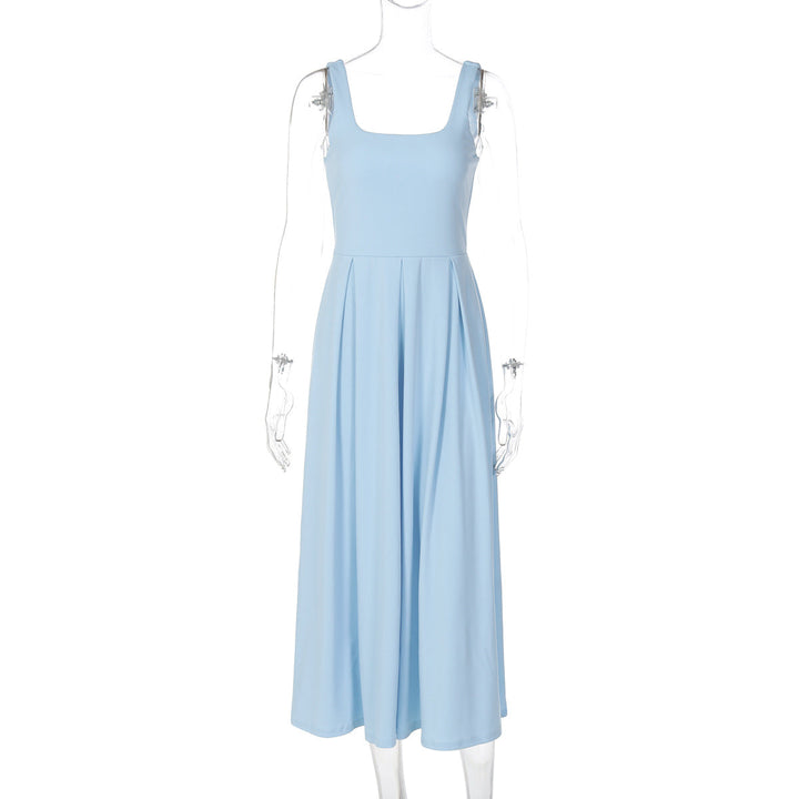 Damen Elegantes Maxikleid mit A-Linie und breiten Trägern Drune