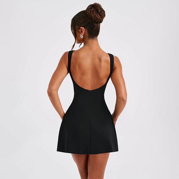 Damen Minikleid mit figurbetontem Schnitt und schwingendem Rock Drune