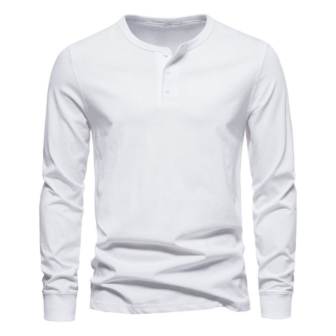 Herren Langärmliges Henley‑Shirt aus Baumwollmix mit dreifacher Knopfleiste und schmaler Silhouette Drune