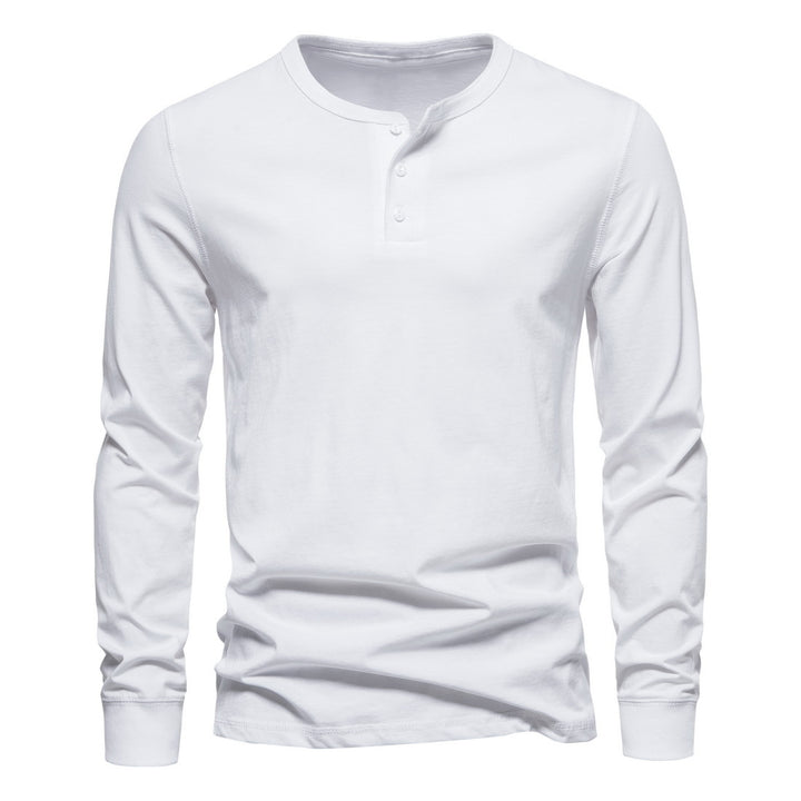 Herren Langärmliges Henley‑Shirt aus Baumwollmix mit dreifacher Knopfleiste und schmaler Silhouette Drune