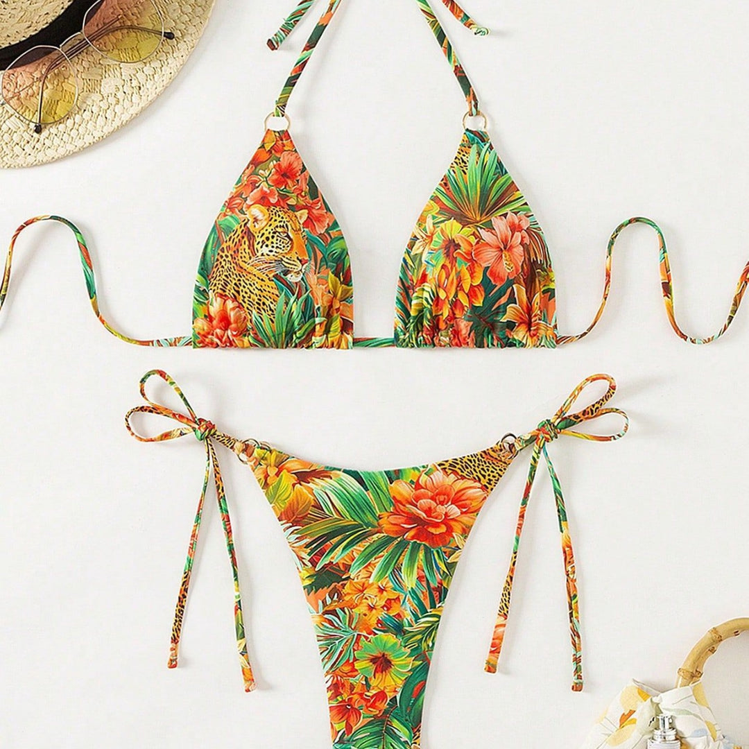 Damen Triangel-Bikini mit exotischem Dschungelmotiv Drune