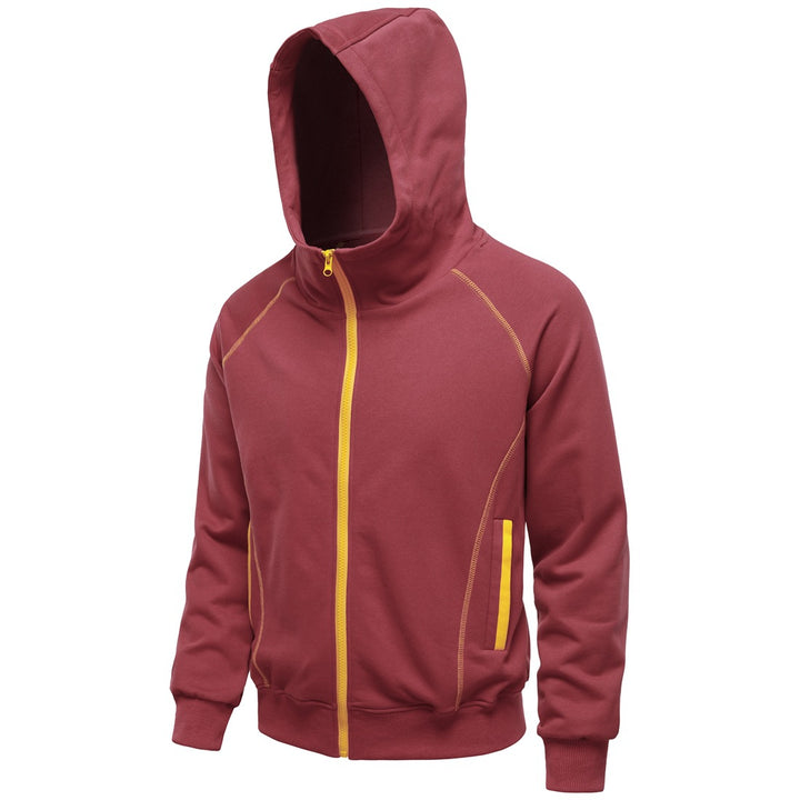 Herren Kapuzen-Zipjacke im sportlichen Raglanstil mit Kontrastnähten und gerippten Bündchen Drune