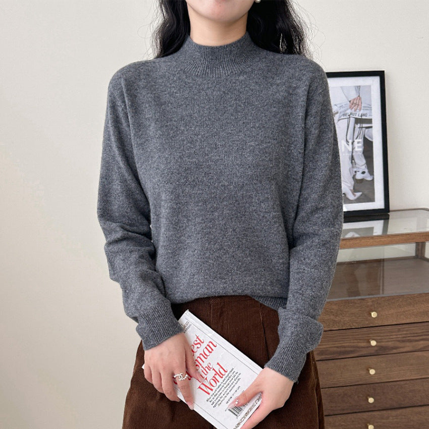 Damen Feiner Feinstrick-Pullover mit kurzem Stehkragen und Kaschmir-Optik Drune