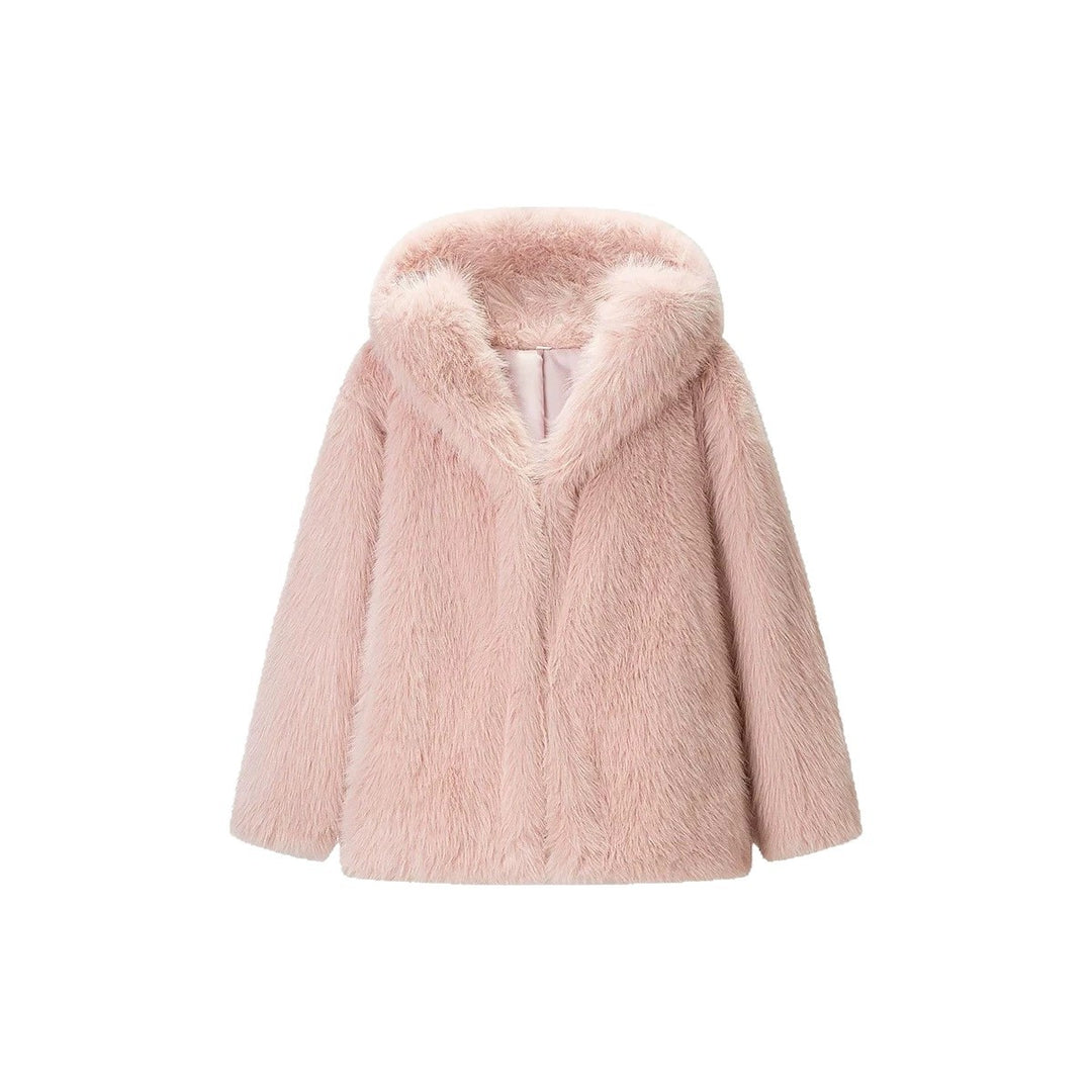 Damen Kurzgeschnittener Hochflor-Kunstpelz-Bolero mit voluminösem Schalkragen Drune