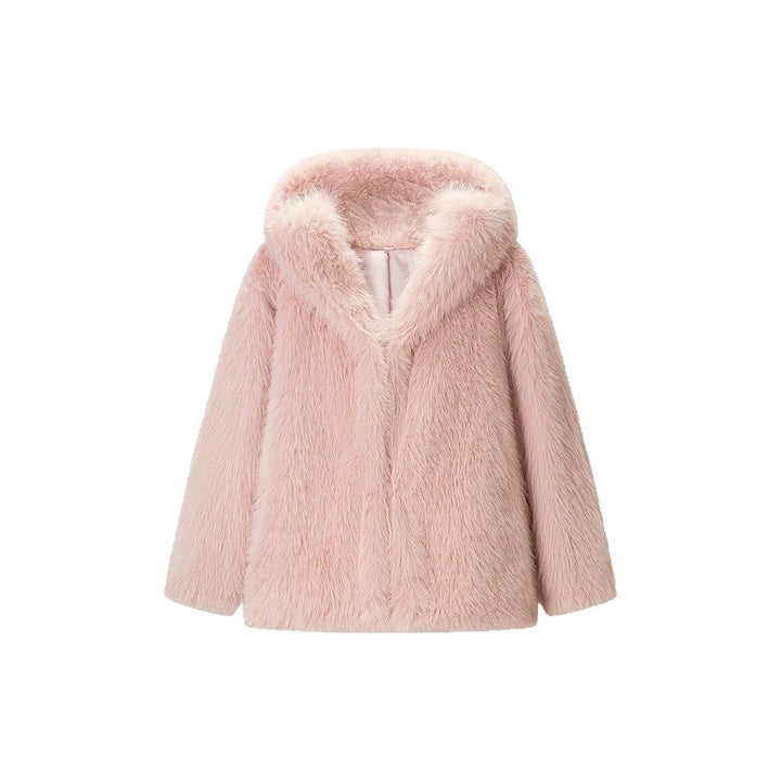 Damen Kurzgeschnittener Hochflor-Kunstpelz-Bolero mit voluminösem Schalkragen Drune