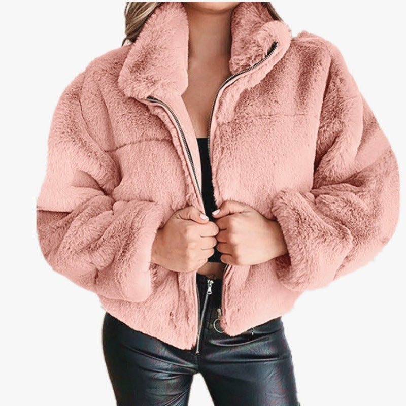 Drune | Damen Oversized Mittelgroße Jacke Kunstfell