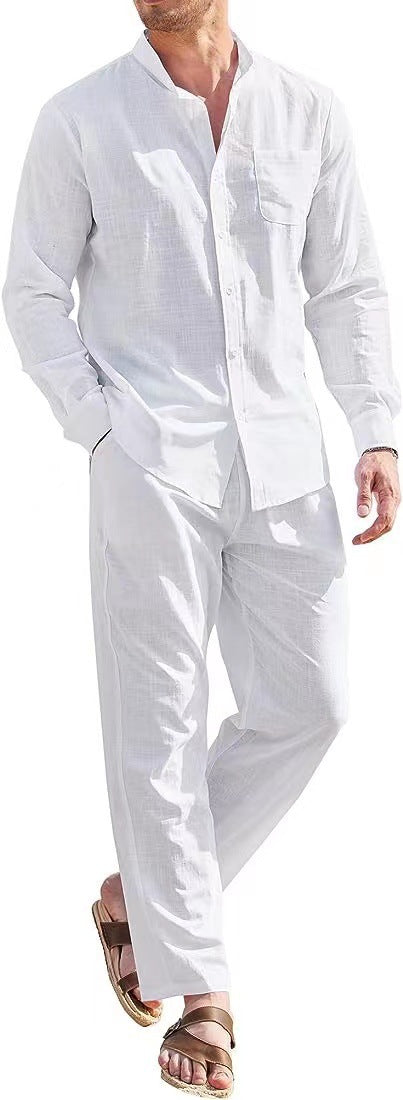 Herren elegantes Langarmhemd mit bequemer Hose Drune