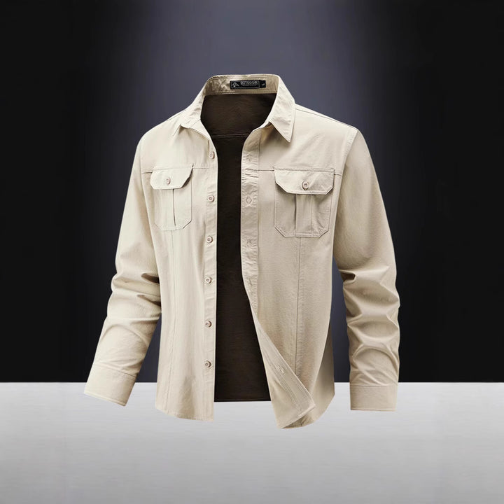 Herren Lässige Hemdjacke mit Brusttaschen Drune