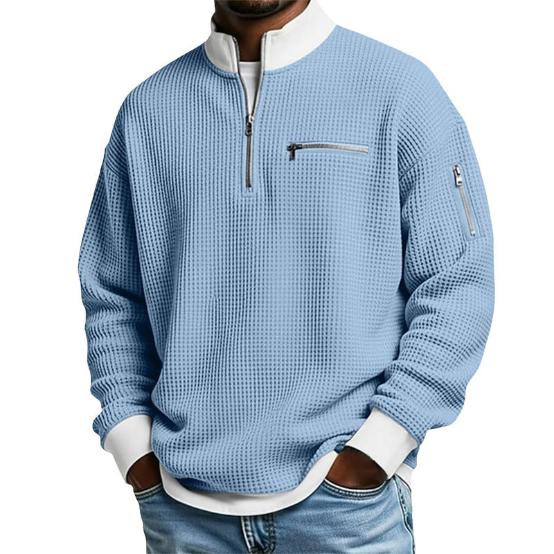 Herren Sportlicher Quarter-Zip Pullover mit strukturiertem Muster Drune