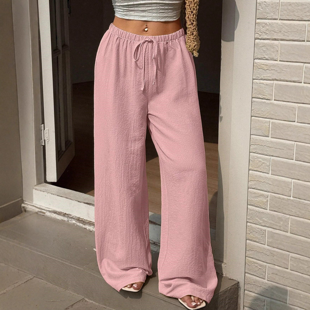 Damen weite Palazzo-Hose aus leichtem und atmungsaktivem Material mit elastischem Bund Drune