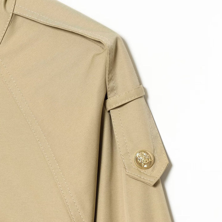 Damen leichte Fieldjacke mit Tunnelzug, Stehkragen, Epauletten und Spitzenbesatz Drune