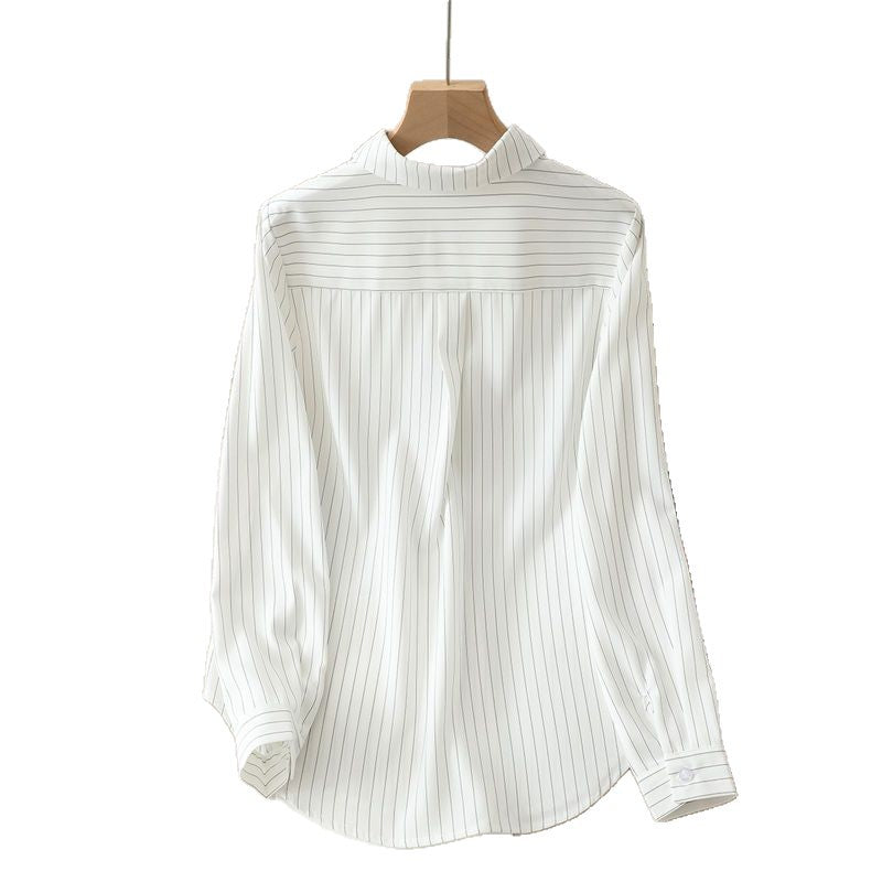 Damen langärmlige Bluse mit feinem Streifenmuster Drune