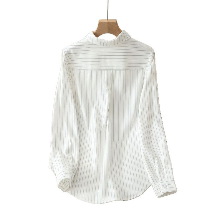 Damen langärmlige Bluse mit feinem Streifenmuster Drune