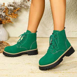 Damen nan Schnür-Stiefelette in Veloursoptik mit warmem Innenfutter, gepolstertem Schaft und robuster Profilsohle Drune
