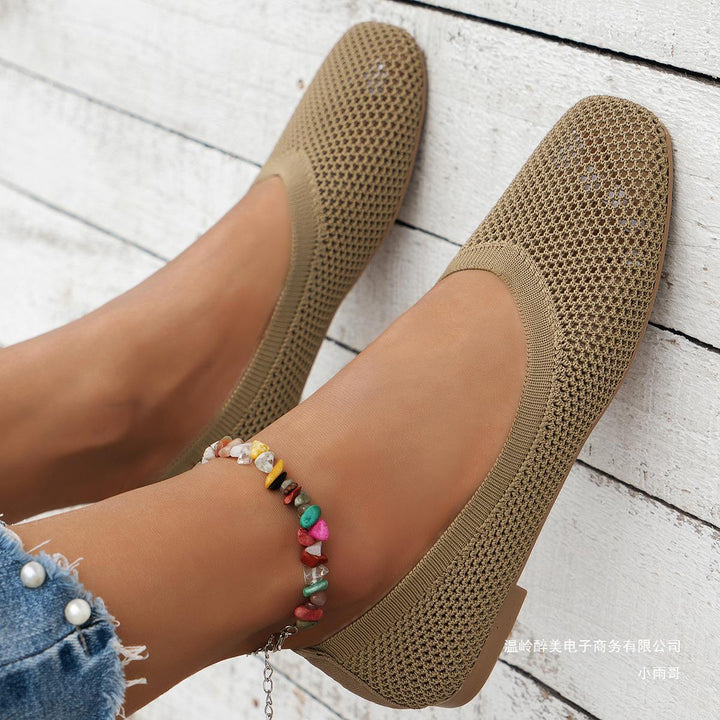 Damen Atmungsaktive Ballerinas mit modernem Lochdesign Drune