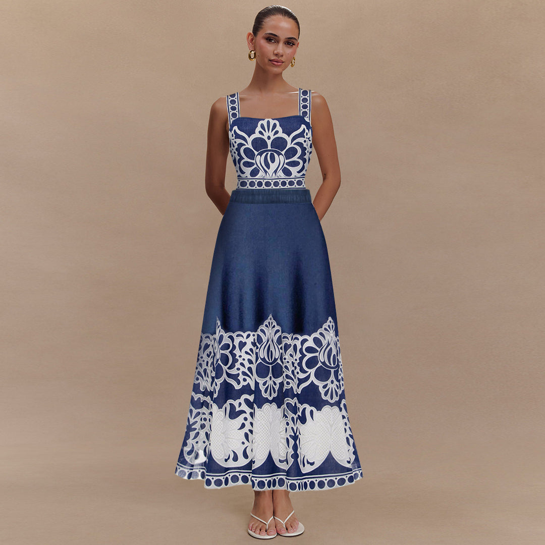 Damen eleganter einteiliger Badeanzug mit aufwendiger Spitzenverzierung Drune